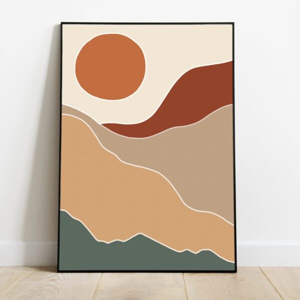 No Image Värviline maastik punase päikesega