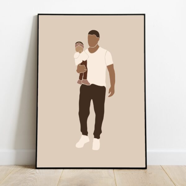 No Image Beežil taustal isa väikese tütrega